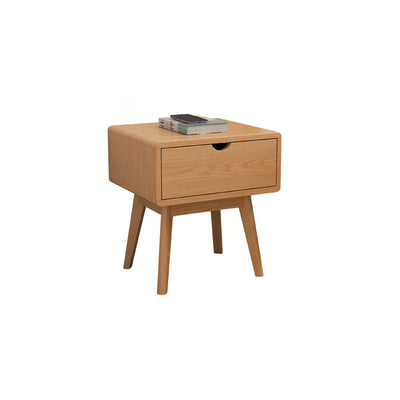 Table de nuit en bois de caoutchouc carré cubique rectangulaire moderne avec 1/2 tiroir pour chevet 