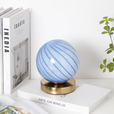 Lampe de table LED rechargeable en verre fer à rayures planète simplicité moderne pour chambre à coucher 