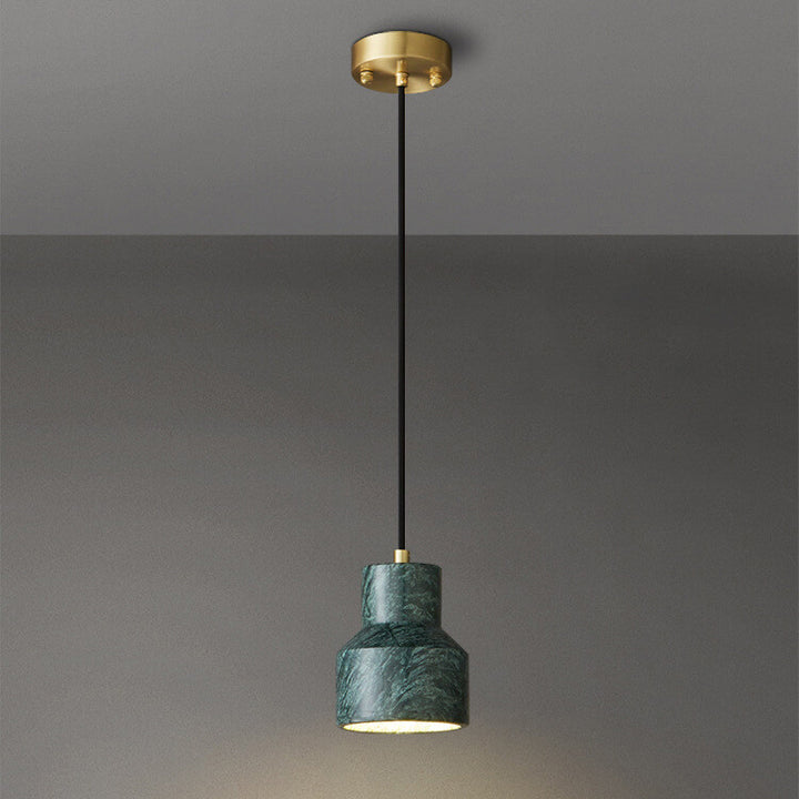 Modern Minimalist Marble Copper Cone Geometry 1-Light Pendant Light For Living Room &amp; Bedroom