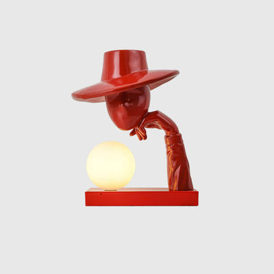 Escultura de Arte de Figura Humana Moderna Abstracta con Sombrero Lámpara de Mesa de 1 Luz de FRP 