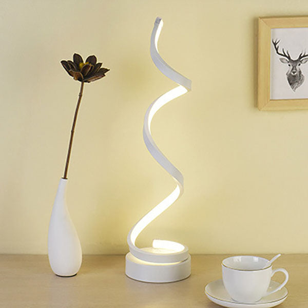Modern Simplicity Wave Bar Iron Aluminum LED Table Lamp For Bedroom