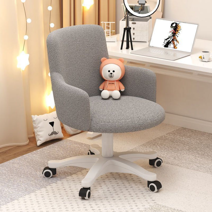 Modern Minimalist Fabric Velvet Nylon Sponge Round Rotatable Desk Chair Backrest Armrest For Home Office
