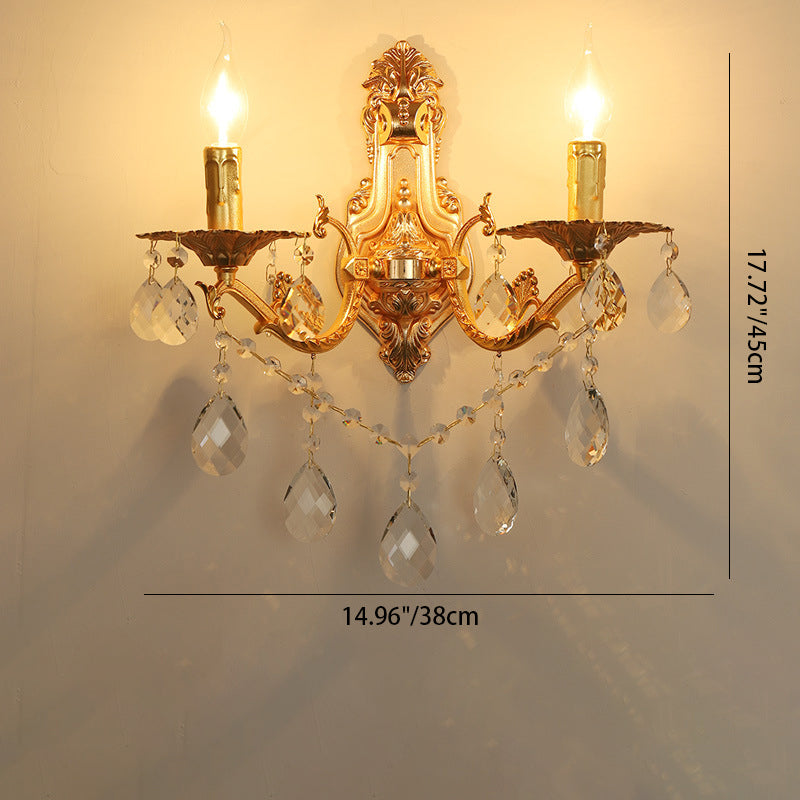 Applique Murale Traditionnelle Française en Zinc Doré Sculpté 1/2 Lumière Pour Salle à Manger 