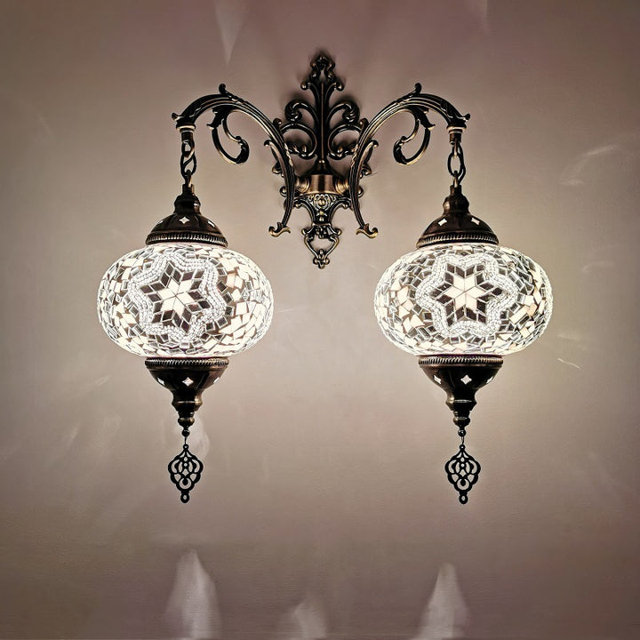 Applique murale à 2 lumières en verre teinté Tiffany décoratif lanterne matériel 