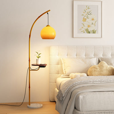 Traditionelle Vintage-Stehlampe mit Mondlicht und Glaskugelschirm und Marmorsockel, 1 Licht, fürs Arbeitszimmer 