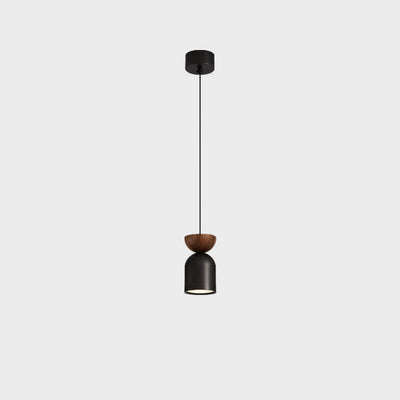Italian Light Luxury Full Copper Wood Grain Column LED Pendant Light