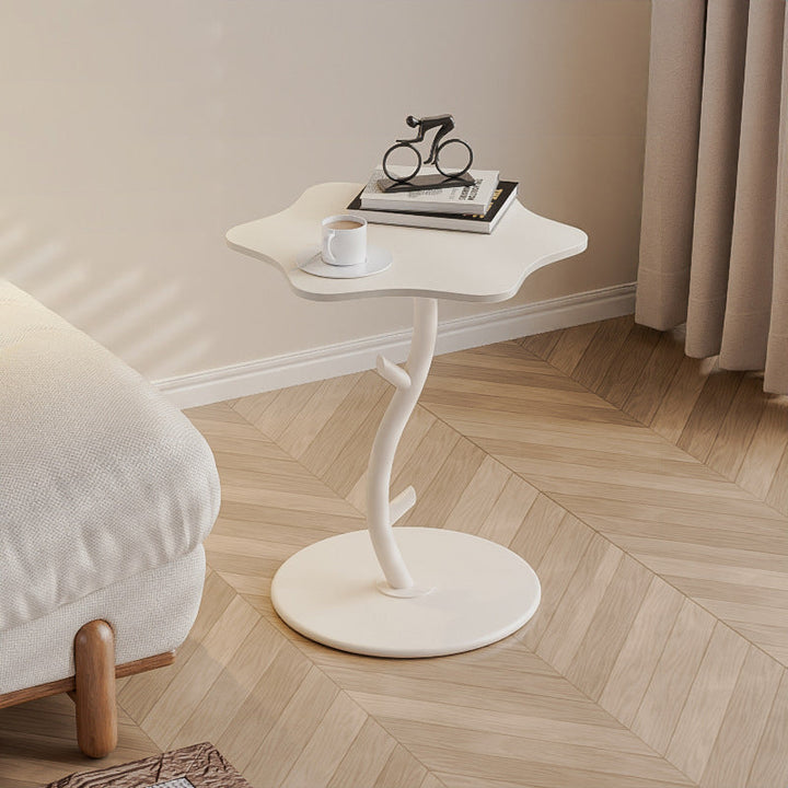 Contemporary Creative Clouds Rock Slab Tempered Glass Carbon Steel End Table 1-Tier For Bedroom