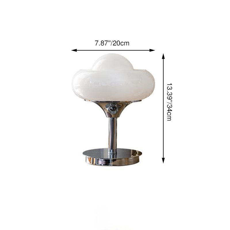Contemporary Luxury Silver Finish Frame Custard Tart Iron Glass 1-Light Table Lamp For Bedroom