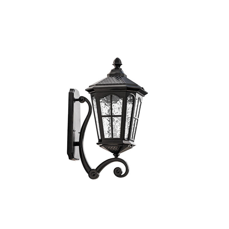 Traditional European Outdoor Lantern Aluminum Glass Waterproof 1-Light Wall Sconce Lamp for Outdoor Patio