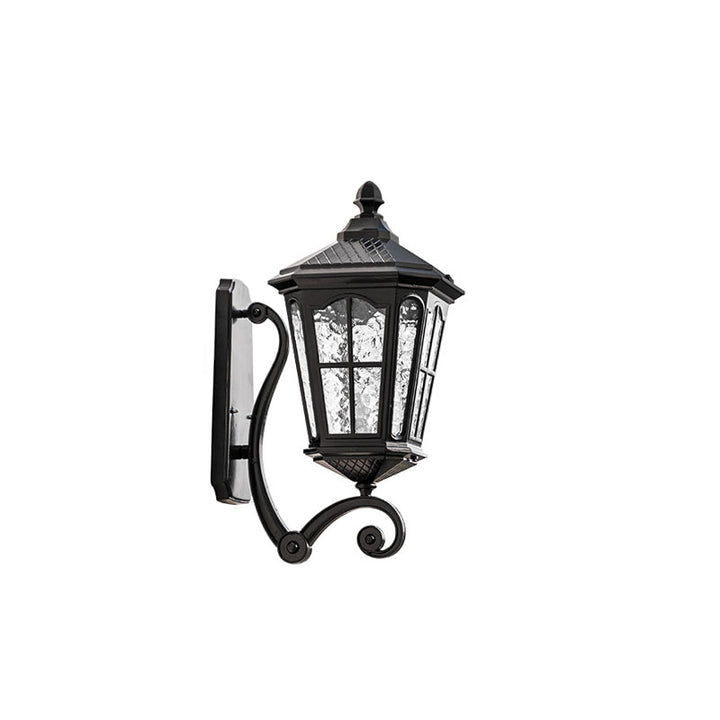 Traditional European Outdoor Lantern Aluminum Glass Waterproof 1-Light Wall Sconce Lamp for Outdoor Patio