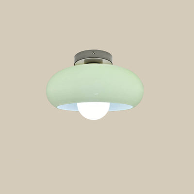 Modern Minimalist Iron Round 1-Light Semi-Flush Mount Ceiling Light