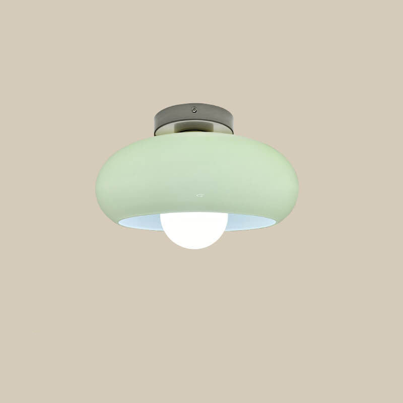 Modern Minimalist Iron Round 1-Light Semi-Flush Mount Ceiling Light