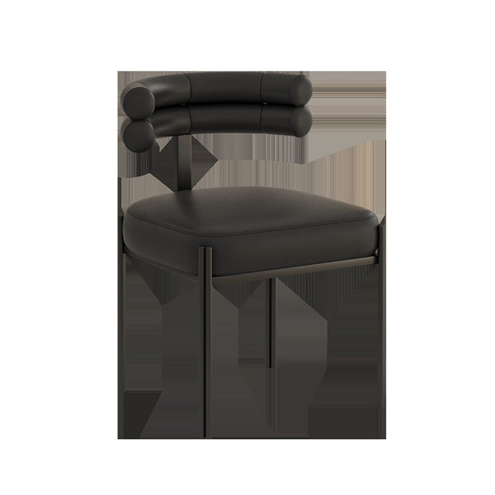 Chaise de salle à manger contemporaine créative demi-arc carré en similicuir métal dossier sans accoudoirs pour salle à manger 