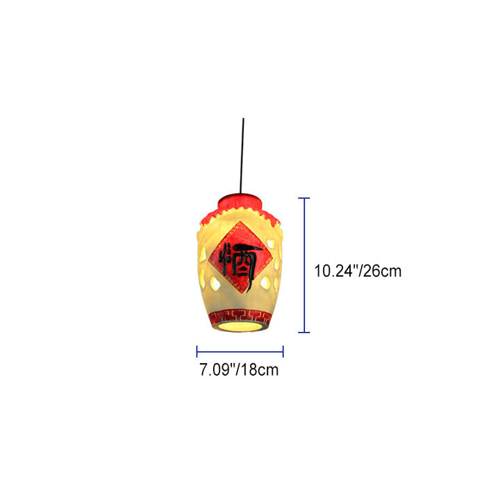 Contemporary Creative Resin Wine Barrel Design 1-Light Pendant Light For Dining Room