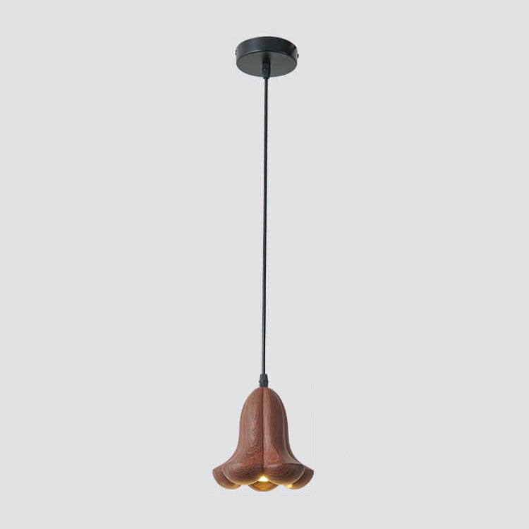 Retro Wabi-Sabi Trompetenblume Harzschirm 1-Licht Pendelleuchte 
