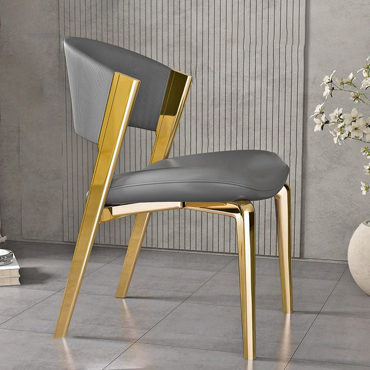 Modern Luxury Square Faux Leather Carbon Steel Foam Dining Chair Four Legs Backrest For Dining Room