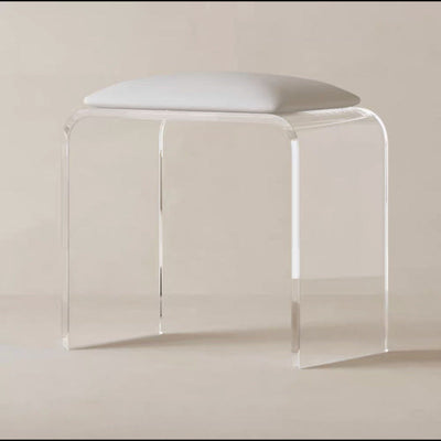 Tabouret de vanité en cuir acrylique rectangulaire minimaliste moderne pour chambre 