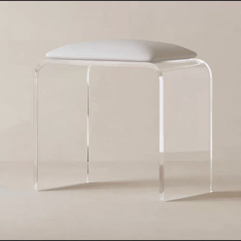 Tabouret de vanité en cuir acrylique rectangulaire minimaliste moderne pour chambre 