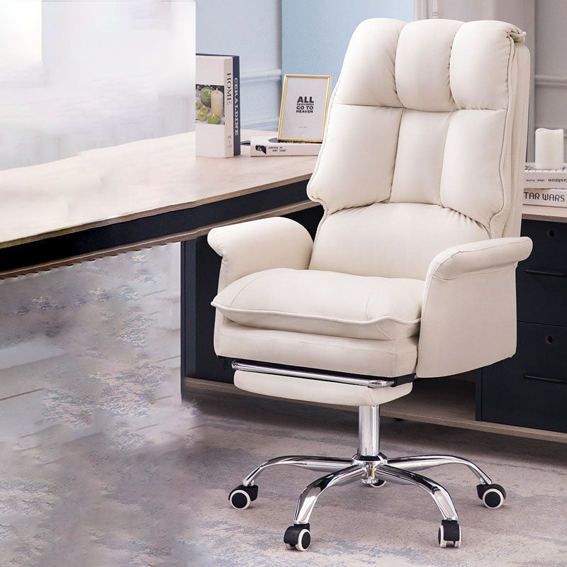 Moderner minimalistischer quadratischer rechteckiger PU-Leder-Edelstahl-Schreibtischstuhl mit Rückenlehne und Armlehne für das Home Office 