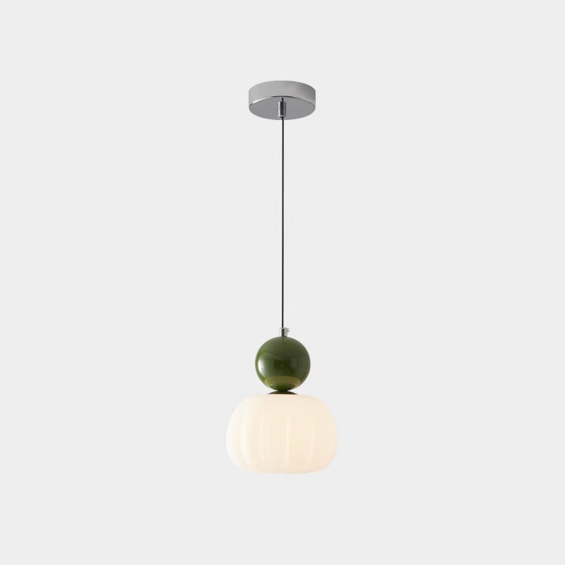 Moderne minimalistische runde Kürbis Eisen Acryl 1-Licht Pendelleuchte für Schlafzimmer 