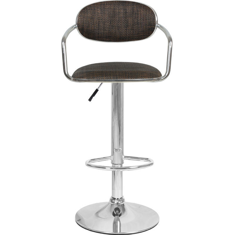 Contemporary Scandinavian Half Round PVC Wicker Plywood Iron Bar Stool Backrest For Dining Room