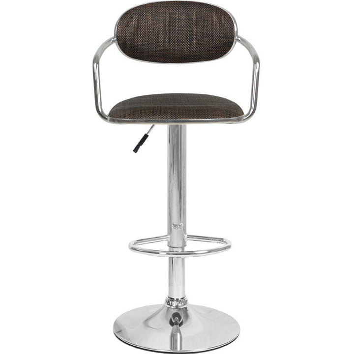 Contemporary Scandinavian Half Round PVC Wicker Plywood Iron Bar Stool Backrest For Dining Room