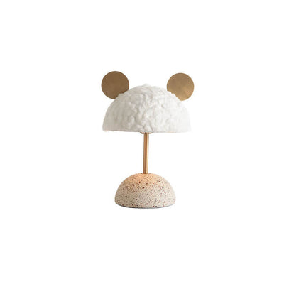 Lampe de table 1 lumière avec abat-jour en peluche créative nordique et base en terrazzo matériel 