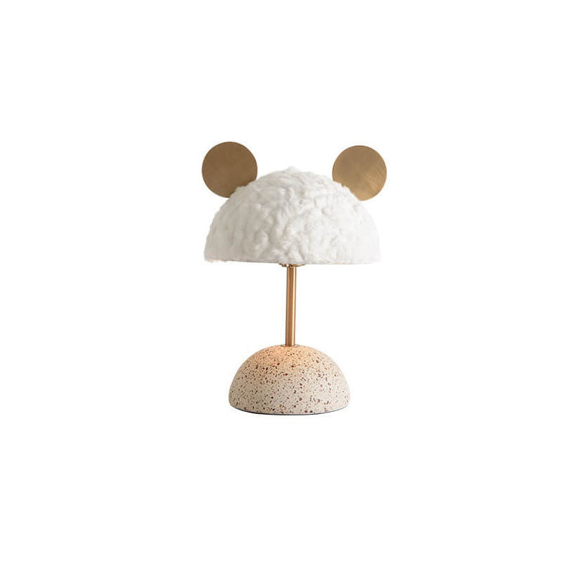 Lampe de table 1 lumière avec abat-jour en peluche créative nordique et base en terrazzo matériel 