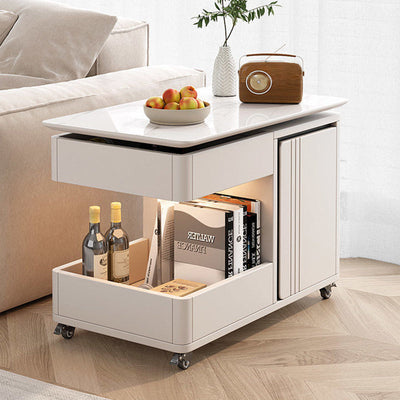 Table d'appoint moderne minimaliste rectangulaire en métal et bois avec 2 tiroirs pour salon 