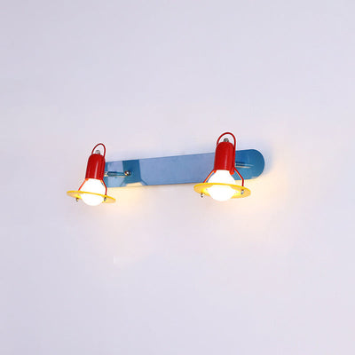 Zeitgenössische kreative kindliche bunte geometrische Eisen 2-Licht Spiegel Front Wandleuchte Lampe für Schlafzimmer 