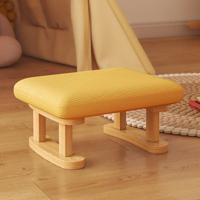 Taburete Bajo Rectangular de Tela y Madera Minimalista Moderno para Sala de Estar 