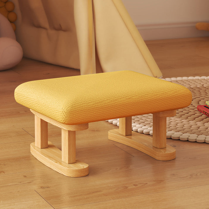 Taburete Bajo Rectangular de Tela y Madera Minimalista Moderno para Sala de Estar 