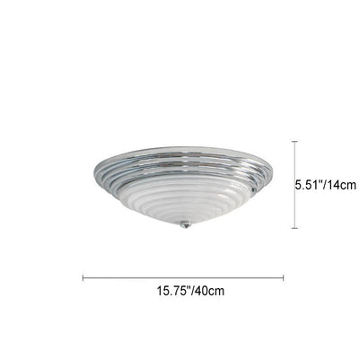 Nordic Industrial Round Striped Glass Chrome 3-Light Flush Mount Ceiling Light