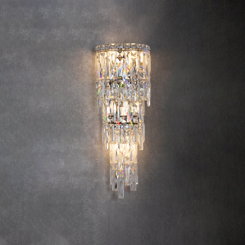 Zeitgenössische Luxus Kristall Quaste Halb Pfosten 1-Licht Wandleuchte Lampe für Wohnzimmer 