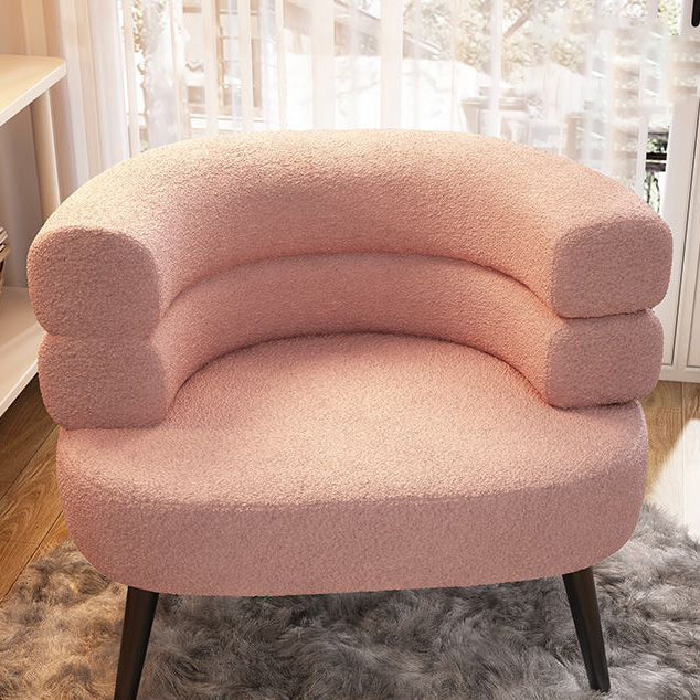 Modern Minimalist Oval Sherpa Fabric Carbon Steel Vanity Stool Backrest For Bedroom