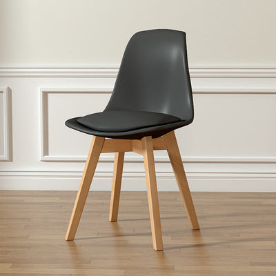 Chaise de salle à manger sans accoudoirs avec dossier rembourré trapézoïdal carré scandinave contemporain en bois massif 