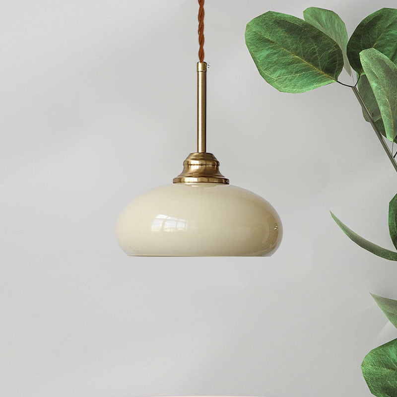 Traditional French Oval Iron Glass 1-Light Pendant Light For Bedroom
