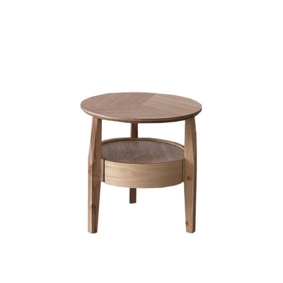Table basse ronde en bois minimaliste moderne double pour salon 