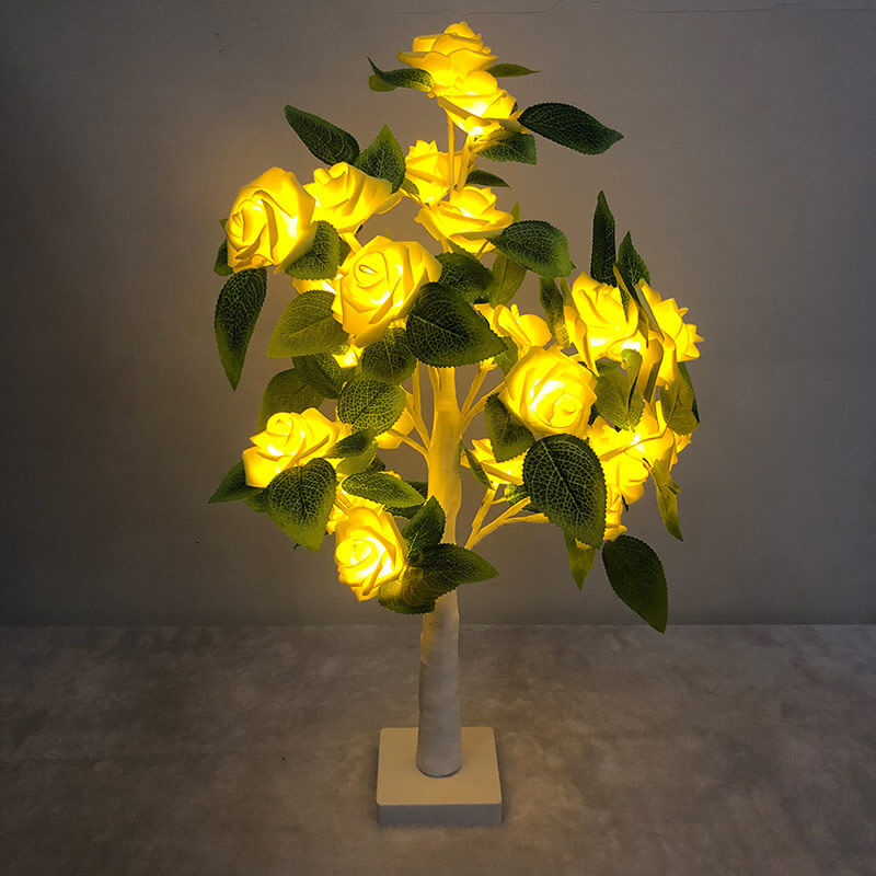 Christmas Decorative Plastic Tree Light Rose Decorative LED Table Lamp