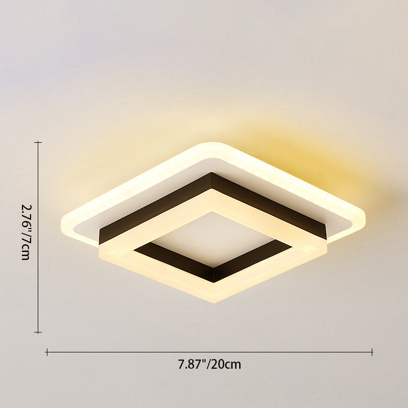 Luz de techo LED de montaje empotrado con pantalla cuadrada redonda geométrica acrílica de simplicidad moderna para sala de estar 
