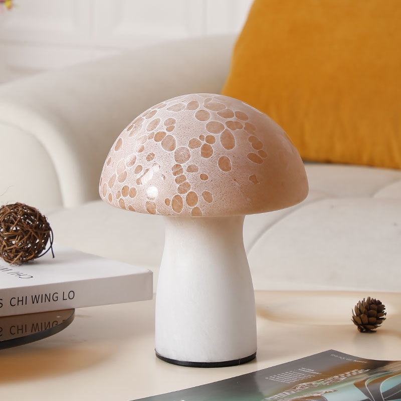 Modern Art Deco Skinny Spotted Mushroom Glass 1-Light Table Lamp For Bedroom