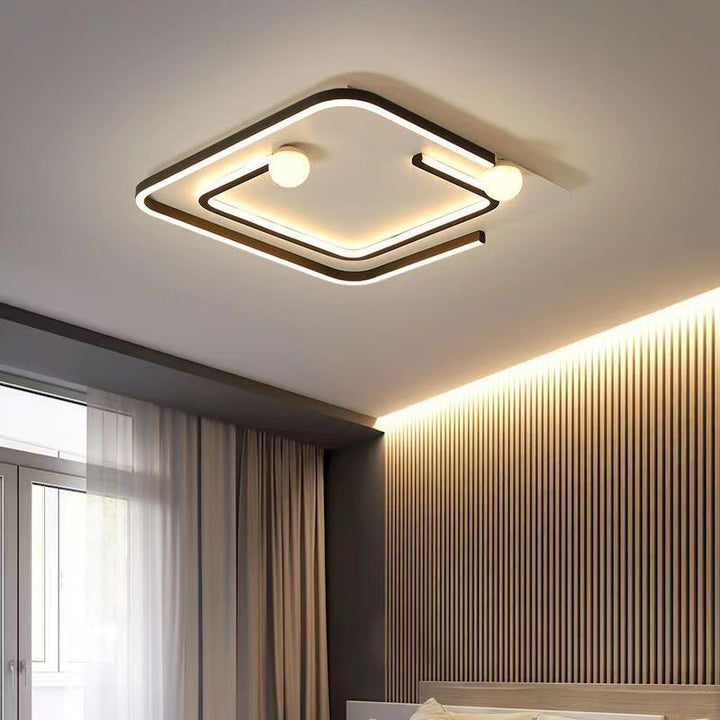 Plafonnier LED carré rond rectangulaire en fer et silice minimaliste moderne pour salon 
