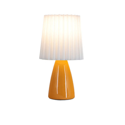 Lampe de table à 1 lumière avec base en céramique plissée en tissu de simplicité contemporaine pour salon 
