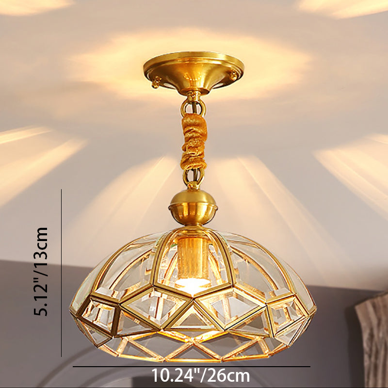 Moderne Luxus Gold Finish Rahmen geometrische Glas Schatten 1-Licht Pendelleuchte für Schlafzimmer 