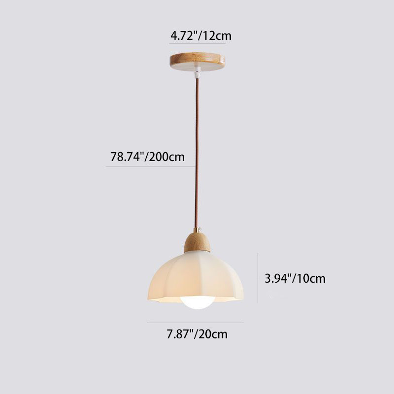 Traditionelle japanische Glas-Acryl-Blumenschirm-Pendelleuchte mit 1 Licht für Wohnzimmer 