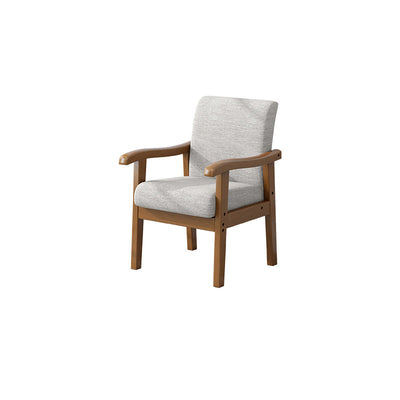 Silla moderna minimalista cuadrada tapizada en tela de algodón y lino con madera maciza para sala de estar 