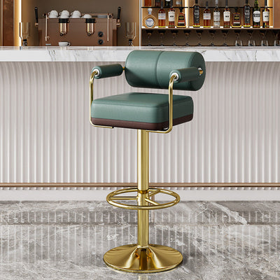 Tabouret de bar cylindrique carré en alliage d'aluminium éponge en cuir minimaliste moderne avec dossier et accoudoir pour cuisine 