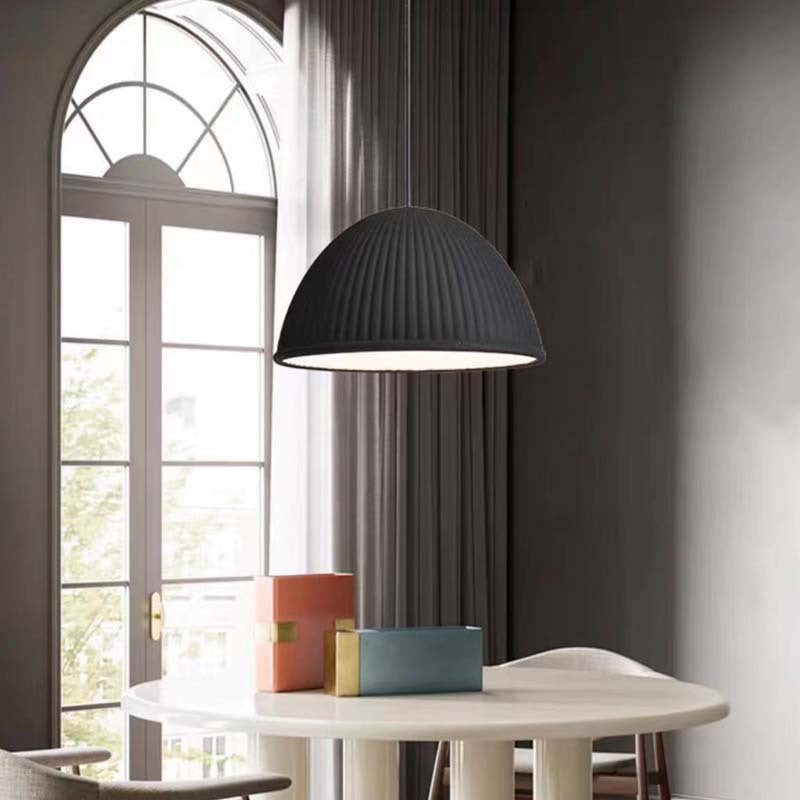 Contemporary Scandinavian Resin Half Circle Stripe Design 1-Light Pendant Light For Dining Room