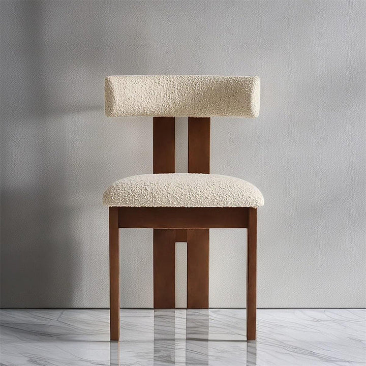Chaise de salle à manger contemporaine scandinave semi-ronde en bois massif avec dossier en éponge à haute résilience en laine d&