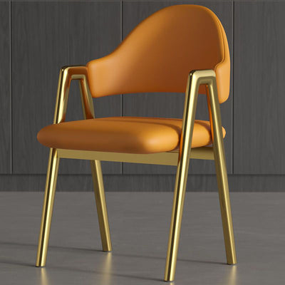 Silla de Comedor Contemporánea de Lujo Cuadrada Tapizada en Cuero con Respaldo y Reposabrazos para Comedor 